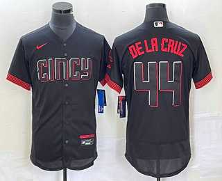 Men%27s Cincinnati Reds #44 Elly De La Cruz Black 2023 City Connect Flex Base Stitched Baseball Jersey